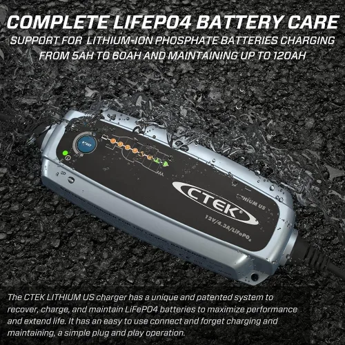 Vista 3 de CTEK (56-926) US cargador automático de batería de litio y de fosfato de hierro-litio de 12 V