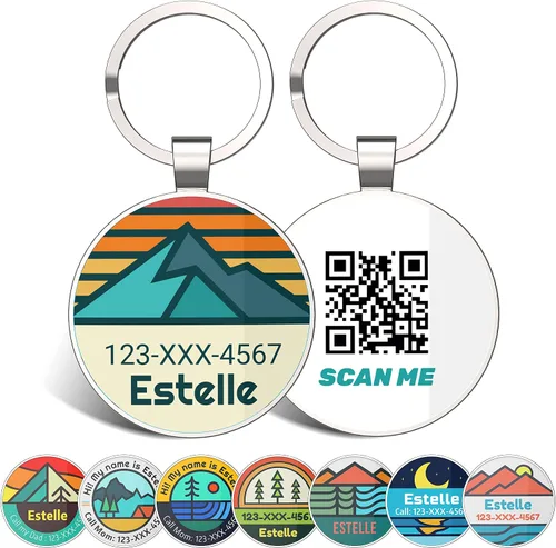 Vista 9 de Etiqueta de perro con código QR, etiquetas de identificación para mascotas, etiquetas de perro personalizadas para mascotas, etiquetas