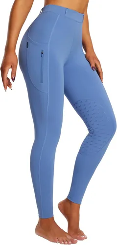 Vista 7 de baleaf Pantalones de equitación para mujer, pantalones ecuestres con parche en la rodilla, mallas de equitación con trabillas para cinturón