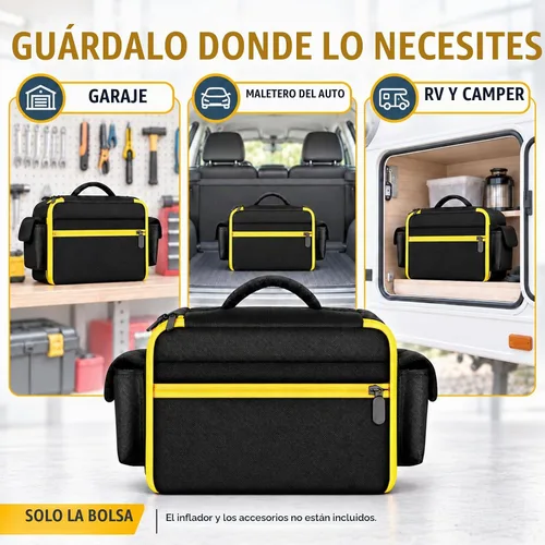 Vista 6 de Air Compressor Bag Case Compatible with DEWALT 20V MAX Tire Inflator DCC020IB, Cordless Tools Storage Holder Organizer with Pocket for Battery Pack