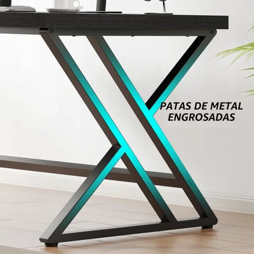 Vista 6 de LVB Escritorio moderno negro de la oficina del metal y de madera