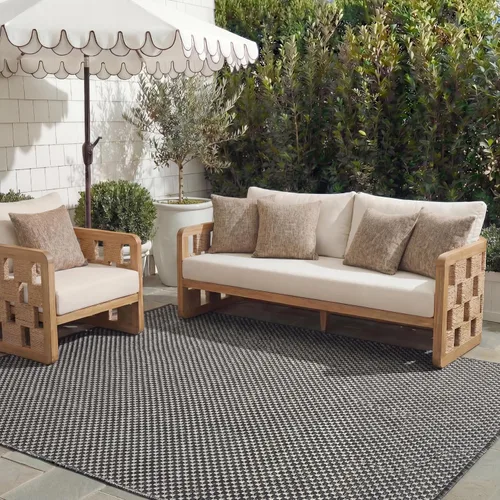 Vista 82 de SAFAVIEH Alfombra Lavable para Exteriores Colección Courtyard - 2'3" x 5', Azul Aqua y Gris, No Desprende Pelusa y Fácil Limpieza, Ideal para Patio