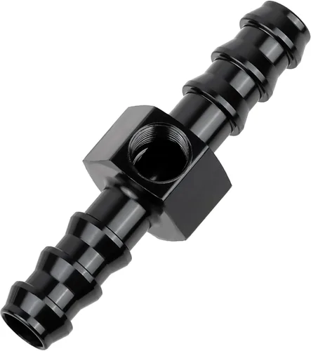 Vista 8 de EVIL ENERGY Adaptador de montaje de manómetro de combustible de 1/2 púa con puerto de medidor de sensor NPT de 1/8 "Aluminio Negro