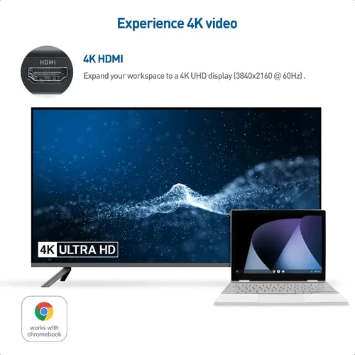 Vista 3 de Cable Matters [Funciona con certificado Chromebook] 4K @60Hz USB C Hub HDMI, adaptador multipuerto USB-C con HDMI, 2X USB3.0, Gigabit Ethernet y PD