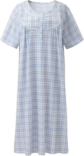 Vista 14 de Keyocean - Camisones para mujer, 100% algodón, suave, cómodo, ligero, manga corta, vestido de noche para damas Azul Floral en Crema