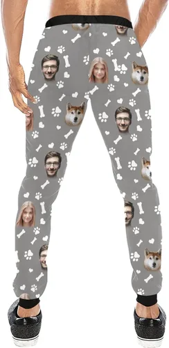 Vista 2 de Pantalones deportivos personalizados para hombre con foto de cara familiar, pantalones deportivos personalizados con imagen de perro para mascotas