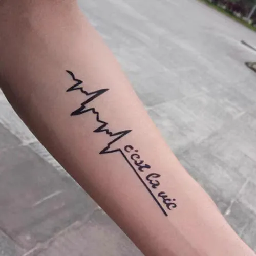 Vista 6 de 2 hojas de inspiración Cuota C'Est La Vie Heartbeat Tatuajes X-005