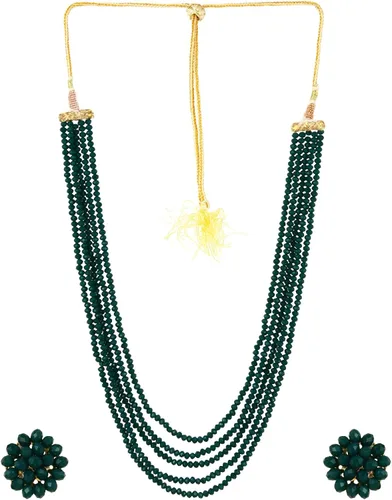 Vista 3 de Aradhya mujeres Crystal abalorio Multi-Strand collar con juego de arete
