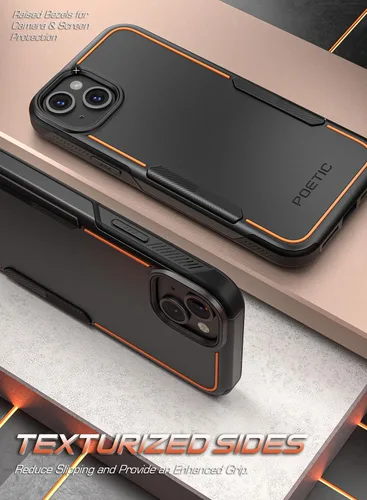 Vista 3 de Poetic Neon Series - Funda compatible con iPhone 15, doble capa, resistente, resistente, ligera, delgada, a prueba de golpes, protección contra Negro