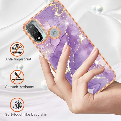 Vista 2 de Funda delgada para Motorola E40, funda para Moto E30, funda para Moto E20, funda brillante con patrón de mármol IMD para niñas, cubierta protectora