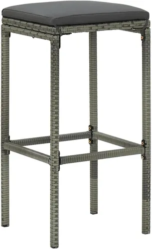 Vista 3 de bar Chairs,barstools,bar stools Set of 3,bar Table,sillas para barra de cocina,Bar Stools with Cushions 3 pcs Gray Poly Rattanbar Stool,bar