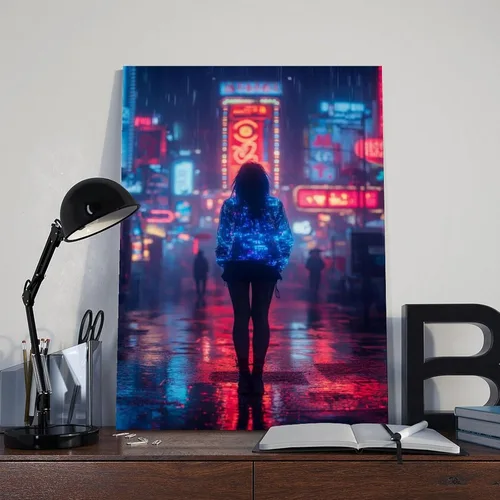 Vista 8 de Arte de pared de subcultura de niña neón – Póster estético de Cyberpunk Y2K – Lienzo retro futurista de moda callejera impresión lienzo póster arte