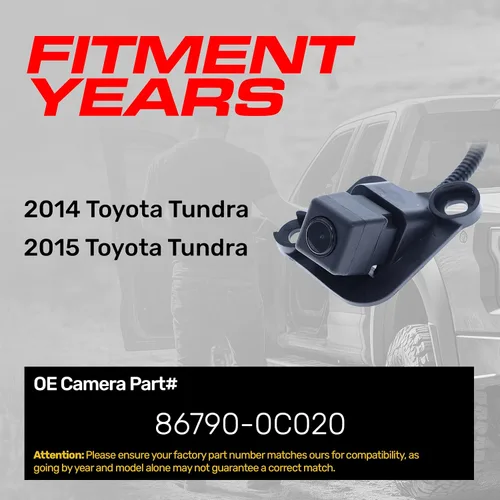 Vista 2 de Master Tailgaters Repuesto para Toyota Tundra (2014-2015) Cámara de respaldo OE Parte # 86790-0C020