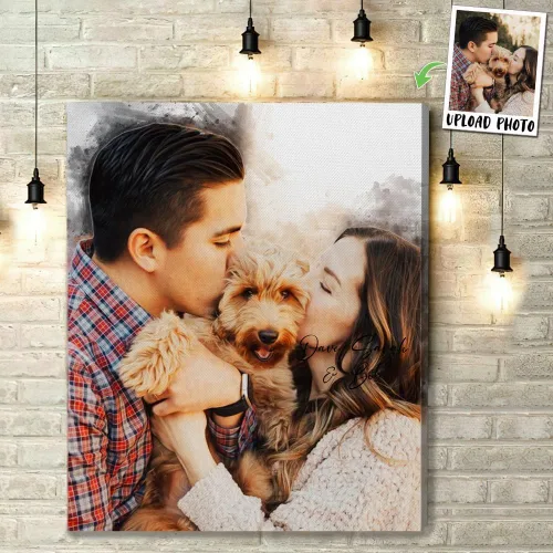 Vista 7 de Gossby Lienzo de retrato personalizado para parejas de la foto, regalo personalizado para marido, esposa, novio, novia, cumpleaños, aniversario