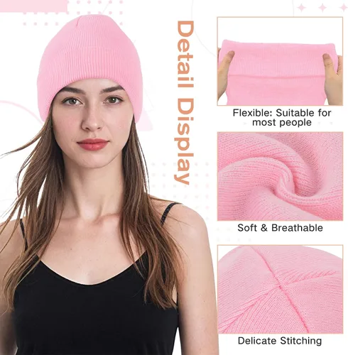 Vista 25 de American Trends Gorro para hombre y mujer, gorro de punto suave y lindo con diseño de calavera