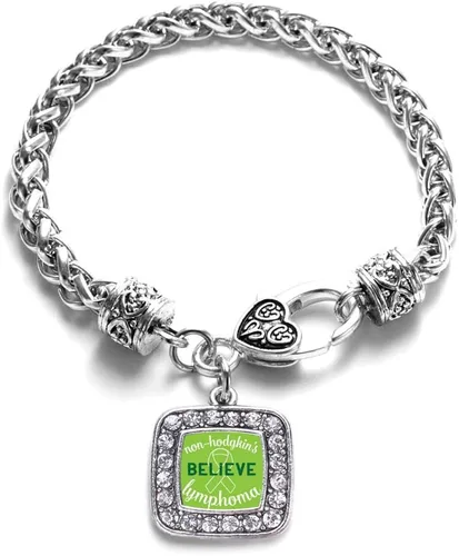 Vista 121 de Pulsera de dijes cuadrados de plata con joyería de circonita cúbica
