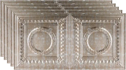 Vista 21 de FASÄDE Rosette - Panel de techo decorativo de vinilo adhesivo de 2 x 4 pies en bronce antiguo (paquete de 5)