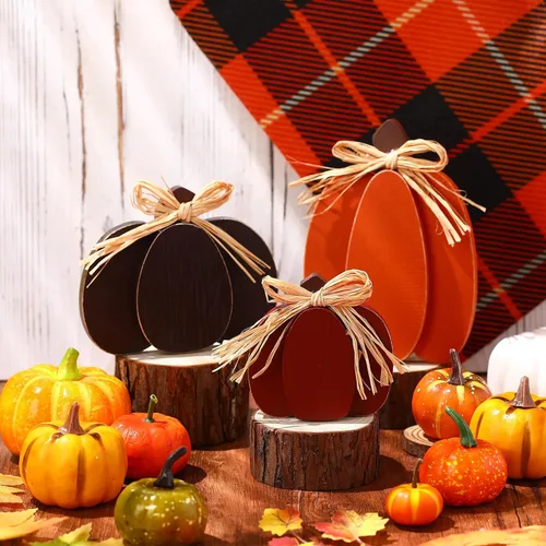 Vista 7 de Faccito 3 piezas de decoración de otoño para el hogar centros de mesa de Color retro