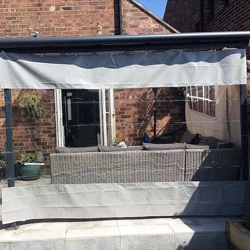 Vista 3 de Panel de lonas transparentes, impermeable, para exteriores, cortinas de PVC resistentes a los rayos UV, resistentes a la intemperie, para patios