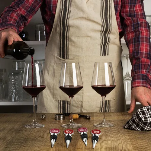 Vista 4 de Therwen Juego de 5 divertidos tapones para botellas de vino, accesorios de regalo para mujeres y hombres, tapa de salida de vino con frases