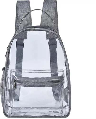 Vista 8 de Mini mochila transparente mochilas pequeñas transparentes para niños mochila transparente para la escuela deportes estadio viajes de seguridad gris