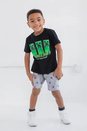 Vista 2 de Minecraft Conjunto de pantalones cortos de rizo francés para niños