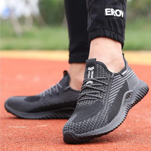 Vista 6 de SUADEX Zapatos de trabajo indestructibles con punta de acero para hombres y mujeres, ligeros, a prueba de pinchazos, transpirables, zapatos