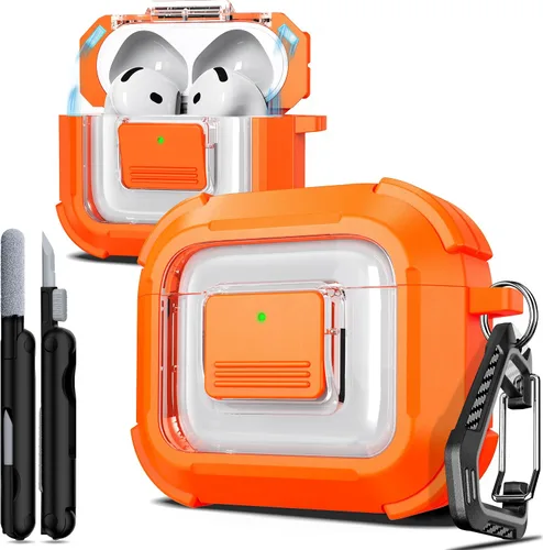 Vista 50 de R-fun Funda de carga compatible con AirPods de 2ª generación 2019, 1ª generación 2016, protección completa contra caídas, tapa desplegable