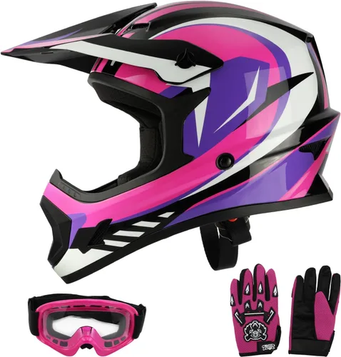 Vista 20 de SLMOTO - Casco DOT para niños y jóvenes de motocross, casco de motocicleta de calle, casco de bicicleta de tierra, motocross, ATV, casco con diseño