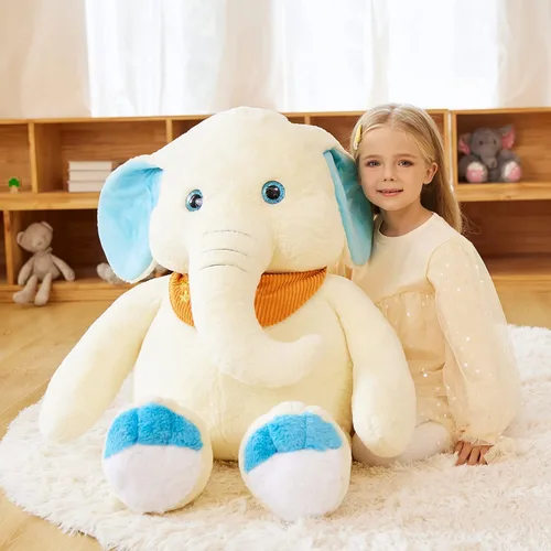 Vista 2 de EARTHSOUND Juguete de peluche de elefante gigante, de 30 pulgadas, juguetes suaves y grandes, tamaño grande, enorme y esponjoso, de gran