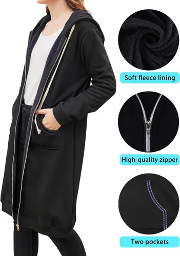 Vista 4 de Ablanczoom Hoodies for Women Long Sweatshirts Comfortable Full Zip Up Hoodie Womens Fashion Fleece Sweatshirt with Pockets