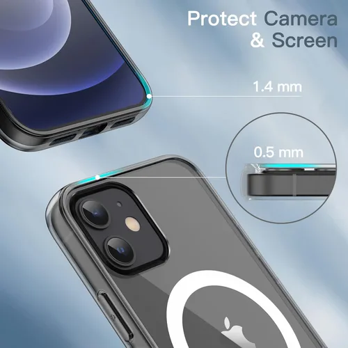Vista 6 de JETech Funda magnética para iPhone 12/12 Pro, color negro Compatible con MagSafe, funda protectora a prueba de golpes, resistente a los arañazos