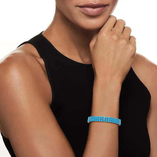Vista 2 de Ross-Simons Turquoise 3-Row Tennis Bracelet in Sterling Silver