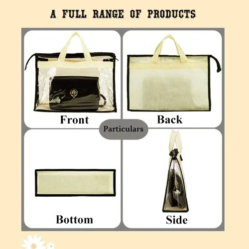 Vista 8 de fazhongfa 2 bolsas para el polvo para bolsas, organizador de almacenamiento de bolsos transparentes, no tejidas, bolsa colgante con cremallera y asa