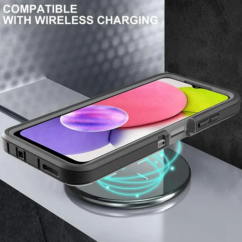 Vista 6 de Funda para teléfono Samsung Galaxy A03S, Galaxy A03S con 2 piezas de película nano a prueba de explosiones, 3 en 1, funda resistente a prueba