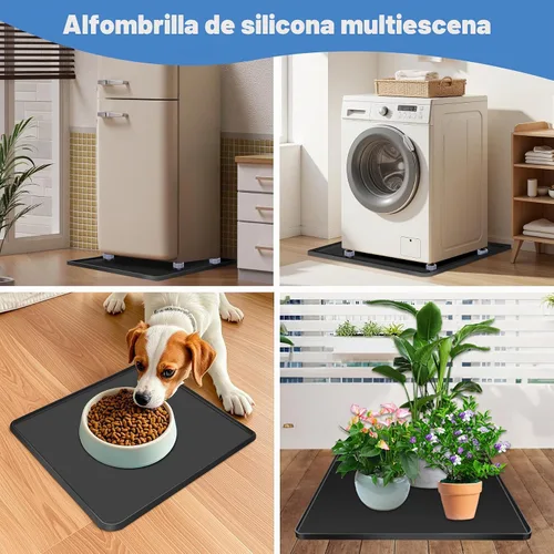 Vista 7 de ToLanbbt Mini alfombrilla de silicona para nevera con 4 elevadores de base, 20 x 20 x 0.6 pulgadas, mini bandeja de goteo para nevera debajo