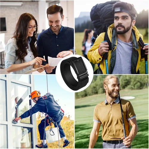 Vista 6 de FAIRWIN Cinturones de trinquete para hombres cinturón de golf para jeans con hebilla automática ajustable de nailon táctico para hombre