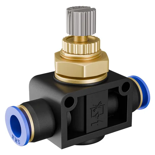 Vista 2 de SNS Controlador de velocidad recta Unión - Válvula de control de flujo de aire OD de tubo de 1/2 "con conexión de empuje para conectar (10 PCS)