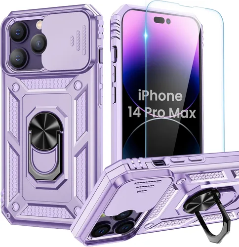 Vista 34 de Goton Funda para iPhone 14 Plus con Protector de Pantalla - Funda con Cubierta Deslizante para Cámara con Soporte de Anillo, Resistente de Grado