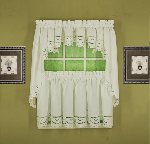 Vista 11 de Today's Curtain Imperial Classic - Cenefa de corte dibujada, 14 pulgadas, color beige