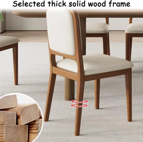Vista 4 de YVYKFZD Sillas de comedor de madera maciza, juego de sillas de cocina sin brazos, silla de comedor tapizada de cuero, silla de sala de estar