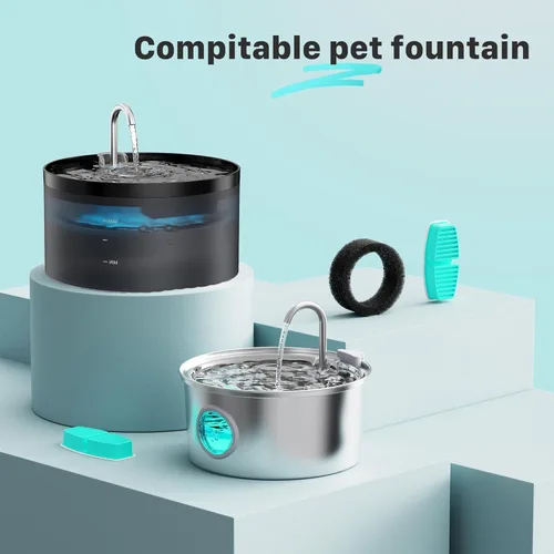 Vista 2 de FOFNON Filtros de fuente de agua para gatos: 12 filtros de repuesto para fuente de agua para mascotas FOFNON - Juego de 3 meses de filtro de fuentes