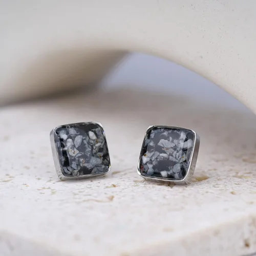 Vista 4 de Lauren-Spencer Aretes cuadrados de piedras preciosas para mujer, delicados aretes de piedra de malaquita y sodalita de turquesa hipoalergénicos