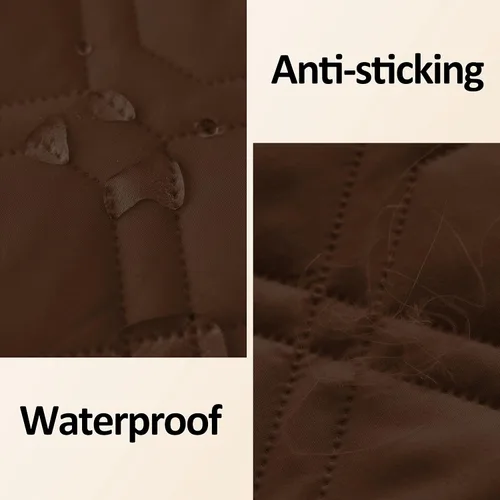 Vista 3 de Fundas impermeables para cama de perro para proteger el sofá, manta protectora de muebles para mascotas (82 x 120 pulgadas, chocolate + beige)