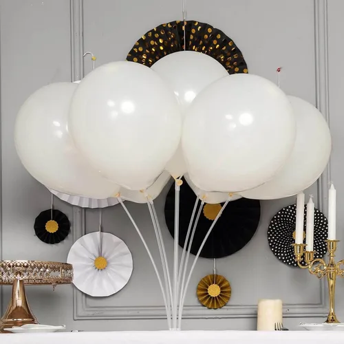 Vista 11 de Efavormart - Juego de 2 soportes de columna de globo de plástico blanco con base entrelazada, soporte de torre de globo moldeable para bodas