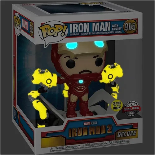 Vista 4 de Funko Iron Man 2 Pop! Marvel Mark IV - Cabeza de vinilo de 6 pulgadas exclusiva de Iron Man #905 [Deluxe, Glow in the Dark]