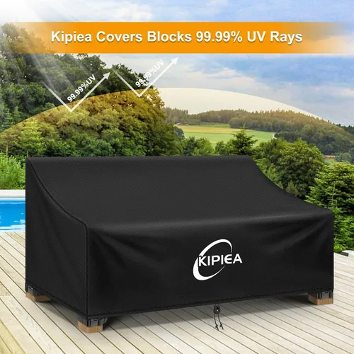 Vista 7 de Kipiea Funda para sofá de patio, funda resistente para sofá de exteriores, impermeable, para invierno, funda para muebles de patio de 2 plazas
