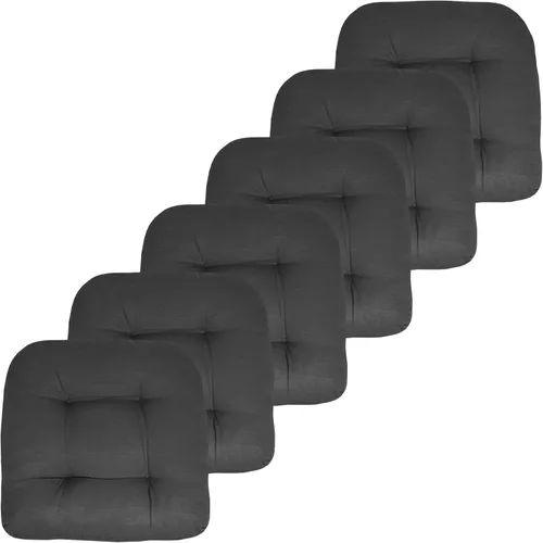 Vista 53 de Sweet Home Collection - Cojines para silla de patio y exterior, almohadillas prémium con relleno grueso y cómodo de fibra, mechones, 19 x 19 Negro