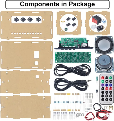 Vista 2 de Kit de altavoces DIY compatible con Bluetooth, kit de práctica de soldadura de radio FM DIY USB amplificador de sonido para el hogar control remoto