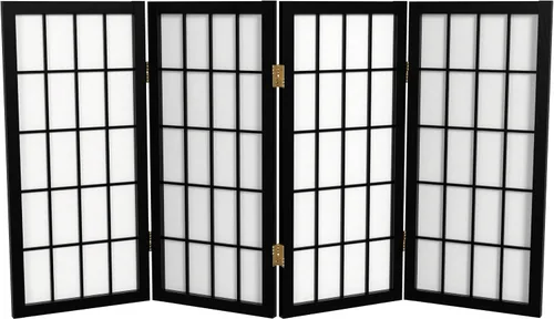 Vista 36 de Biombo portátil simple de 2 pies Biombo diseño Shoji, clásico diseño japonés 4 anchuras, 6 colores, Madera, Negro